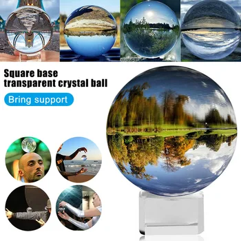 

Transparent Crystal Ball with Stand Decorative Accessory Magic Tool Light Sphere Glass Ball S7JN