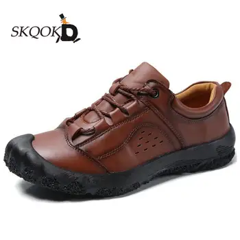 

SKQOKD Men Genuine Leather Casual Shoes Men Luxury Brand Design Handmade Loafers Men's Outdoor Moccasin Boat Sneakers Size 38-48