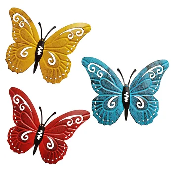 

3pcs/set Wall Decor Simulation Bedroom Sculpture Outdoor Garden Home 3D Office Hang Metal Butterfly Living Room TV Background