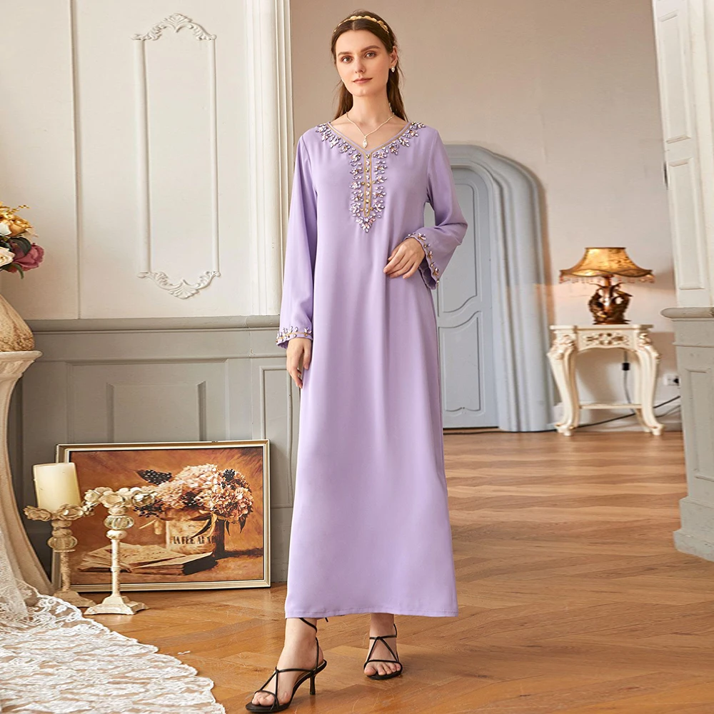 Женское платье-хиджаб Abaya фиолетовое из Турции и в Европейском стиле платья для