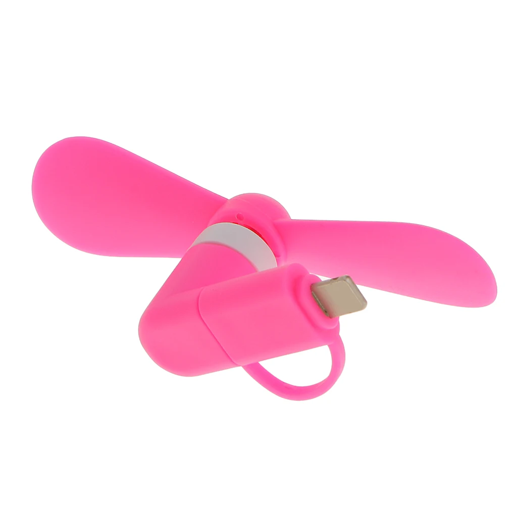 2x 2-In-1 Mini Micro USB Lighting Cooling Fan Cooler For IOS Android Phone Pink