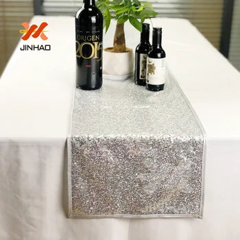 

High Quality New Sequin Sparkly Satin Table Runner Solid Cloth Party Wedding Event Party Decor High Promotion Cool