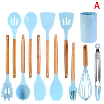 

9/10/11/12Pcs Blue Silicone Kitchen Utensils Set Heat Resistant Nonstick Baking Cooking Tools Kitchenware Accessories