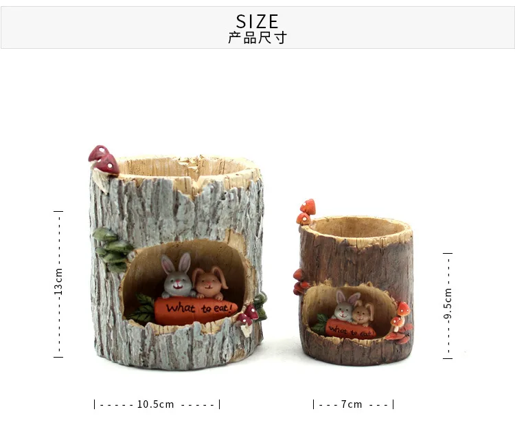 YXYT Modern Wooden Resin Bonsai Succulents Pot Retro Permeable  Green Plant Flower Pots Living Room Office Garden Home Decor (7)