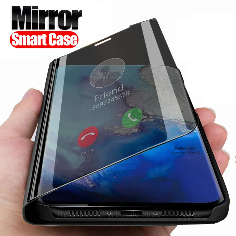 Умный зеркальный Чехол-книжка для Samsung Galaxy s20 plus Ultra с подставкой | Мобильные