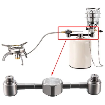 

Hiking Gas Tank Picnic Connector Converter Outdoor One To Two Outputs Camping Durable Tool Stove Adapter Aluminium Alloy