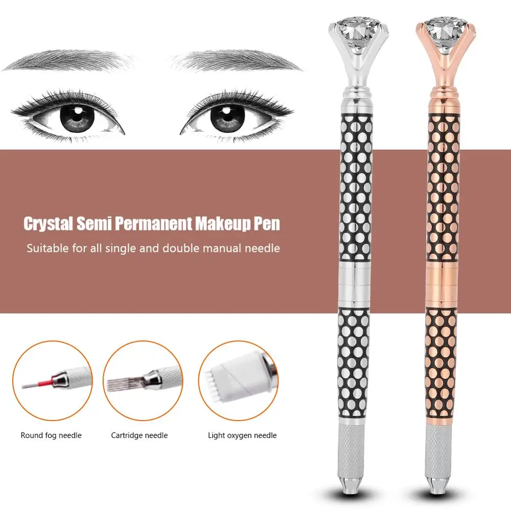 Ручная микроблейдинговая ручка для бровей с встроенным кристальным держателем