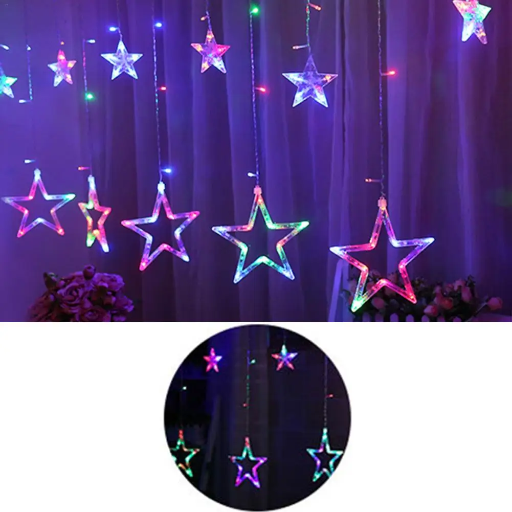 Светодиодный гирлянда с пентаграммой, звездный занавес, световая фея, свадьба, день рождения, Рождество, внутреннее декоративное освещение, 220 В, IP44 - Испускаемый цвет: Colorful
