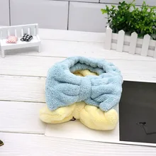 Коралловый бархат бант лента для волос милый корейский стиль ленты для волос для мытья лица Йога пояс для волос вышитый логотип