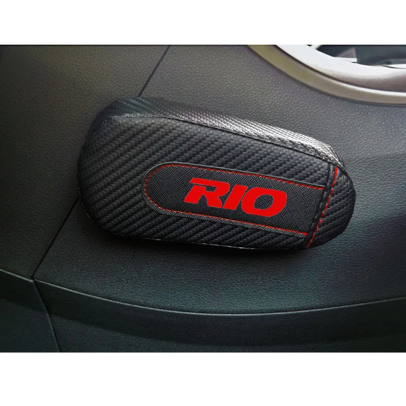 Для Kia Rio, 1 шт., углеродное волокно, кожа, авто подушка для ног, наколенник, Автомобильный Дверной рычаг, накладка, автомобильные аксессуары, защита для автомобиля