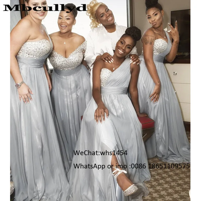 light grey long bridesmaid dresses