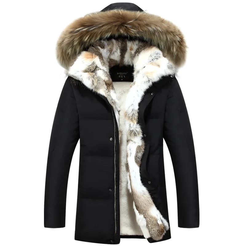 40 градусов морозостойкая русская зимняя куртка MaleTop качественный воротник из натурального меха толстый теплый белый утиный пух мужское зимнее пальто