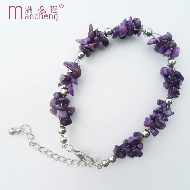 Новый стиль натуральный камень пурпурные аметисты браслет из бисера весы