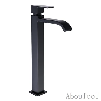 

Waterfall Faucet Black Metal Tall Basin Faucets Cold Water Tap Torneira Stainless Steel Bathroom Faucet Sink Washing Tap House