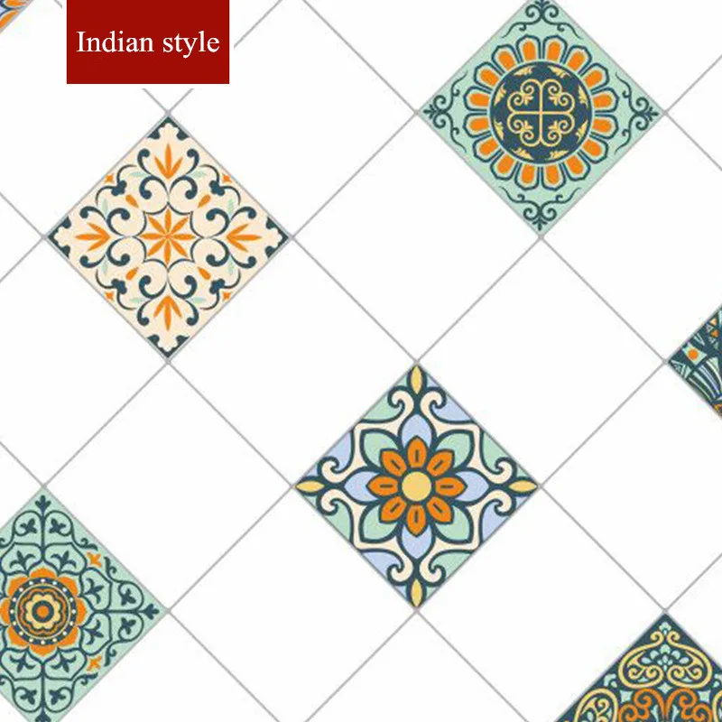 Indian style Кухня маслостойкие наклейки высокая температура варочная панель самоклеящаяся плитка шкаф столешница диапазон вытяжка настенные стикеры на обои - Цвет: Indian style