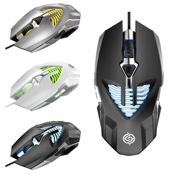 

VODOOL Q1 6 Buttons USB Wired Gaming Mouse for Desktop Laptop 4 Gears 3200DPI Adjustable Colorful Backlight Home Office Mice