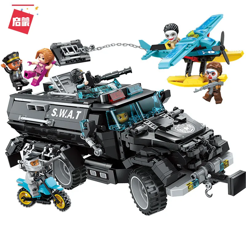 

ENLIGHTEN Building Blocks 1930 Police chu bao Armoured Car Children SWAT Assembled Building Blocks Boys Splicing Toys Gift