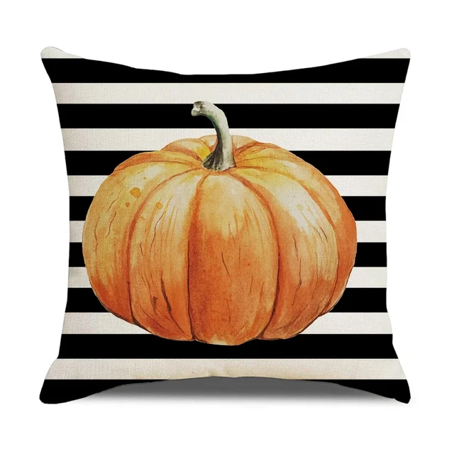 Fall Pumpkin Cushion Covers 18x18 Inch Farmhouse Decor Thanksgiving Buffalo Check Linen Throw Pillow Covers Happy Thanksgiving 7