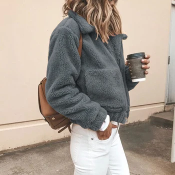 

Warm Thick Women Winter Jacket and Coat Fashion Long Sleeve Zipper Plush Basic Jacket for Women Casual Streetwear DR2429