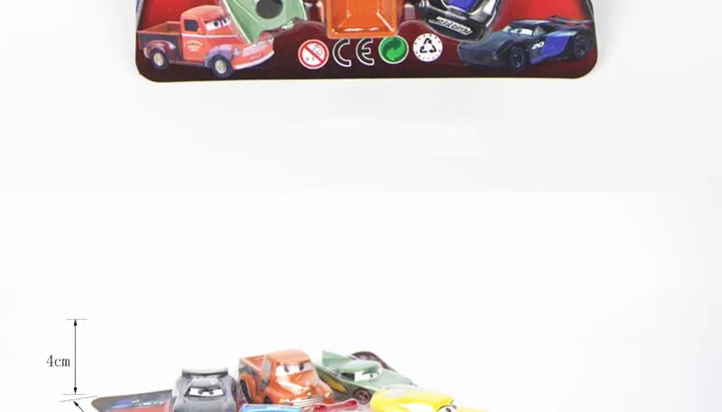 Original box 6Pcs/set Cars Disney Pixar Cars 3 Lightning McQueen Mater Somkey 1:55 Diecast Car Model for Kids Christmas Gift