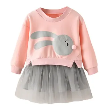 

Kids Baby Girls Hoodie Dress Cartoon Floral Printed Tutu Dress Pageant Party Dress Princess Birthday Party Dance Outfits