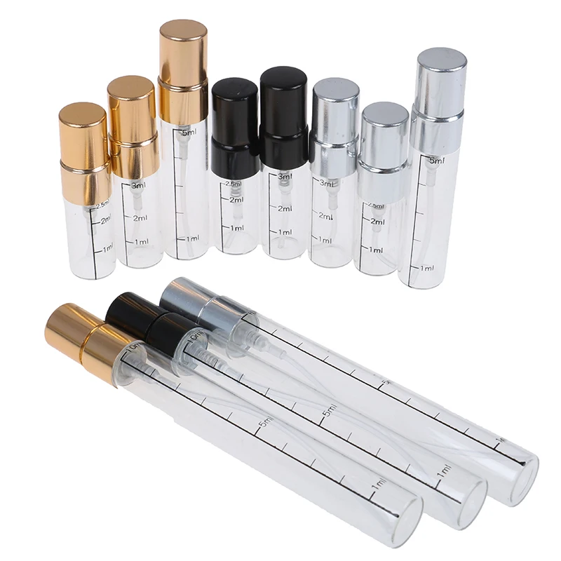 2.5ml 3ml 5ml 10ml Transparent Glass Spray Bottle Portable Outdoor Perfume Sub-bottle Press Fine Mist Bottle Packed Bottle