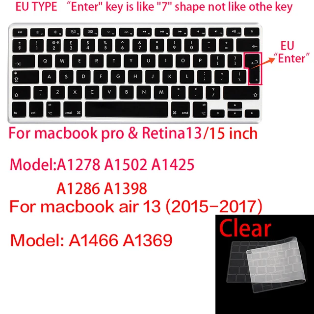 Keyboard cover for Apple Macbook pro13/16/15 Air13 inch All series Laptop silicone Case Transparent Clear Protecter film EU/US K