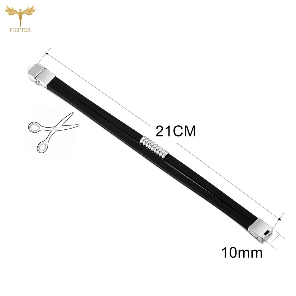 Men Stainless Steel Bracelets Black Silicone Wristband Belt with Golden Chain Cool Wrap Cuff Bangle Fashion Jewelry Accessories bangle bracelet,chain bracelet,stainless steel bracelet