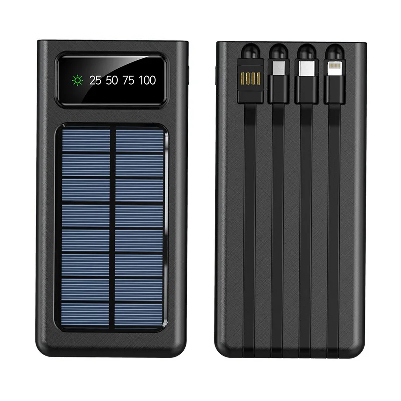 Solar Power Bank 20000mAh With Its Own Charging Cable Outdoor Powerbank External Battery Portable Charger Auxiliary Battery charmast Power Bank