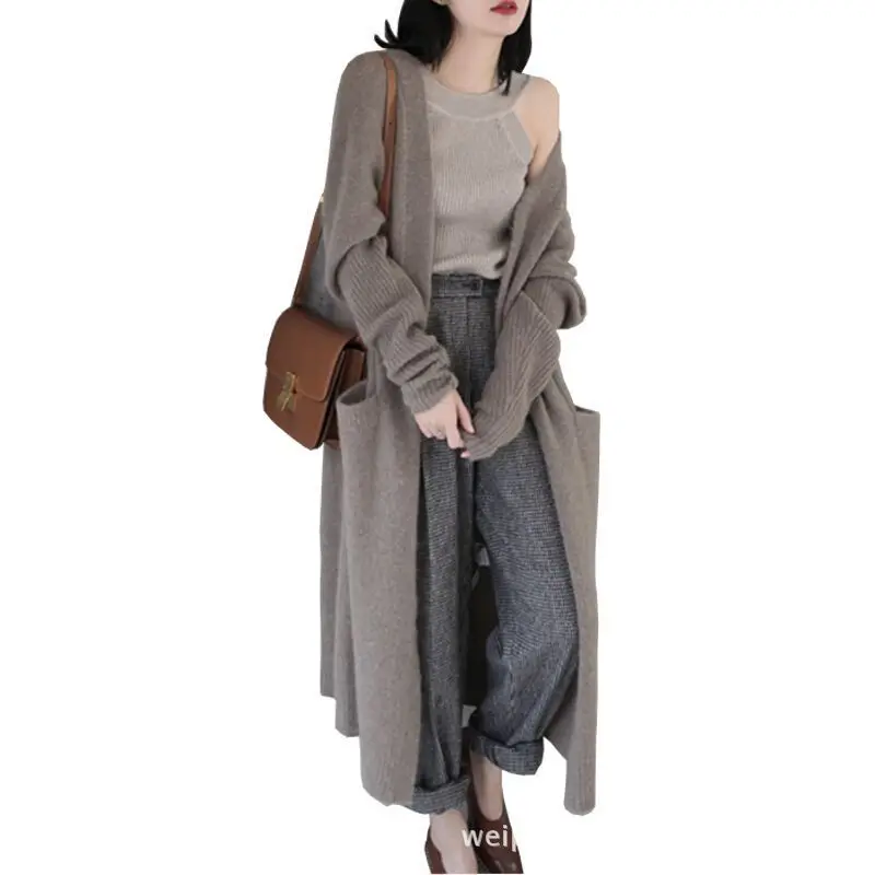 

2019NewWomen Long Maxi Sweater CardigansThick Cashmere Knit Jumpers Open Stitch Oversized Knit Cardigans Long Jacket Coat