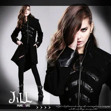 0 Jill punk dark Department future sense video game style dinosaur fin shape collar slim long sleeve zipper coat jacket