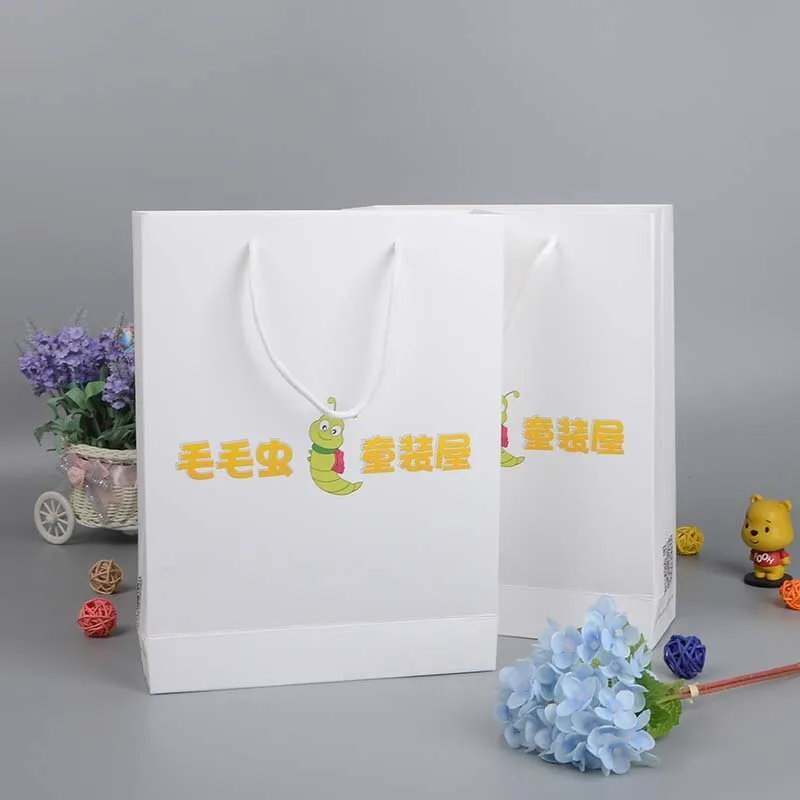 

Wholesales 1000pcs/lot Custom Brand Name Paper Shopping Bags with Your Logo Durable Wedding Decoration For Store Gift Packaging