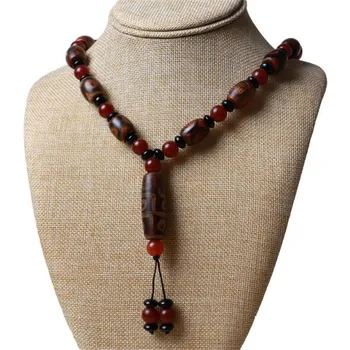 

Natural Three-Eyed Dzi Beads Tibetan Nine-Eyed Dzi Pendant Necklace Men