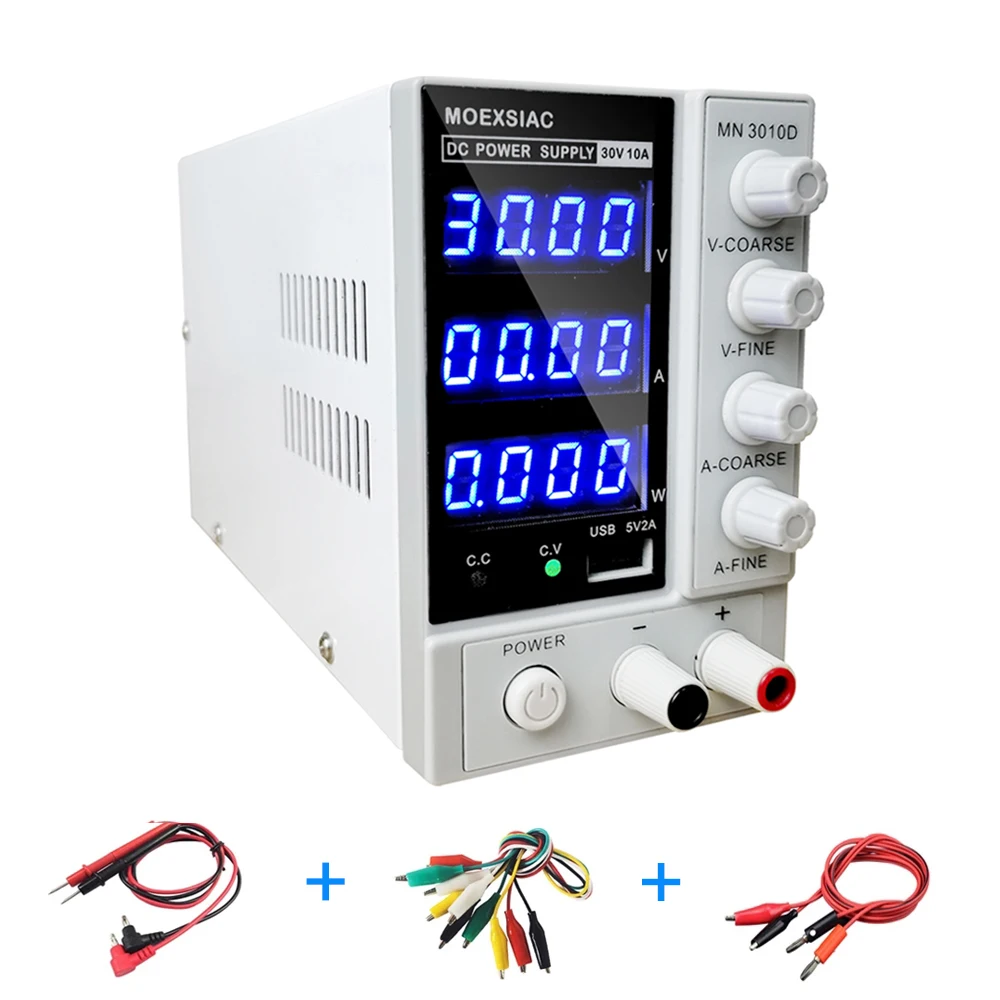 Мини 3010D Регулируемый источник питания постоянного тока 30 в 10 А 4 Цифровой