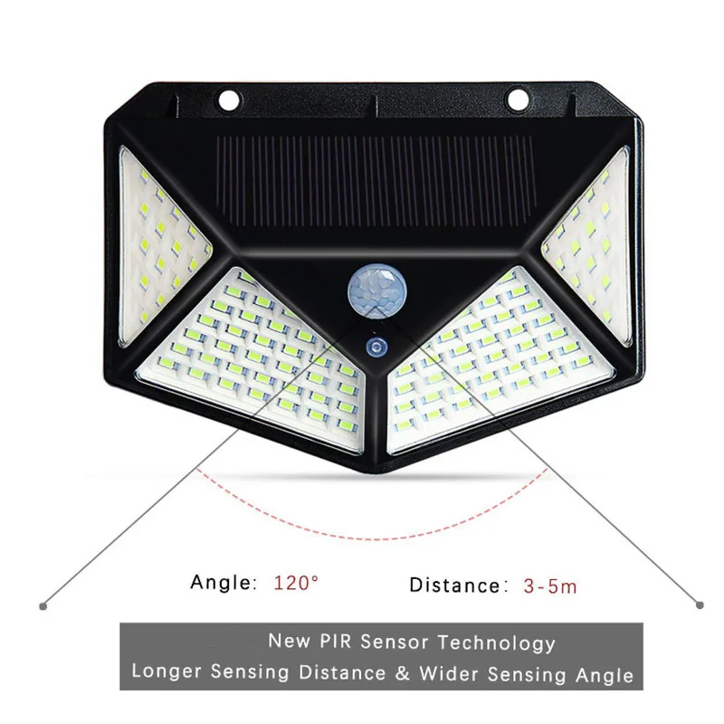 solar lights 100 LED Solar Wall Lamp PIR Motion Sensor Light Outdoor Waterproof Garden Courtyard Solar Street Lights Lighting 3 Modes solar pathway lights