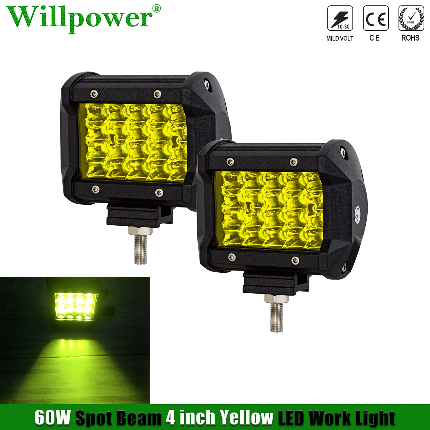 Offroad Car Quad Row 60/120W 6 Pollici Led Work Light Pods Giallo 4 "Faretti Suv 4Wd Utv Atv Trattore 4X4 Camion Guida Fendinebbia