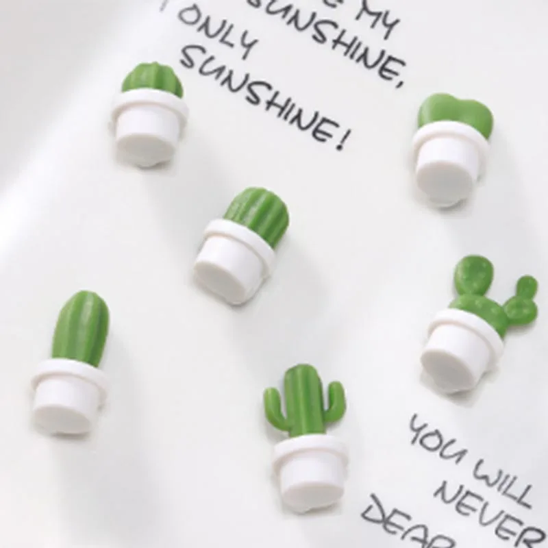 6pcs Cute Thumb Size kitchen Fridge Magnets Succulent Plant Magnet Button Cactus Refrigerator Message Sticker Magnet