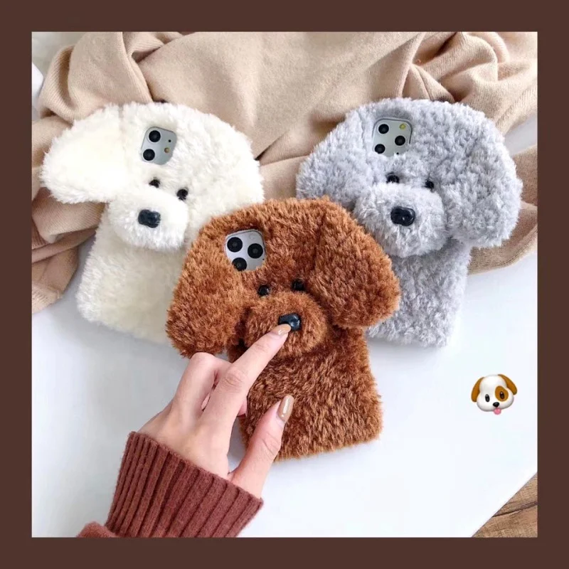 

Back Cover for Girls Woman Phone Cases Cute Teddy Plush Phone Case for iPhone 11 Pro Max Warm Cover for iPhone 7 8 Plus SE 2020