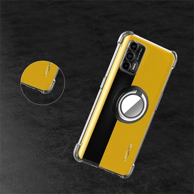 Transparent Silicone Phone Case with Finger Ring Grip