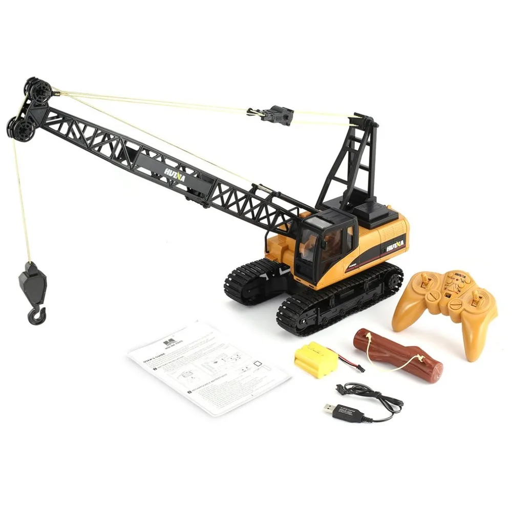 

HUINA 1572 15ch RC Alloy Crane 1/14 2.4GHz Engineering Movable Latticed Boom Hook Mechanical Truck Toy Car With Sound Light ti
