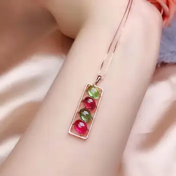 شراءالطبيعية ريال التورمالين قلادة قلادة S925 فضة الطبيعية ريال التورمالين قلادة