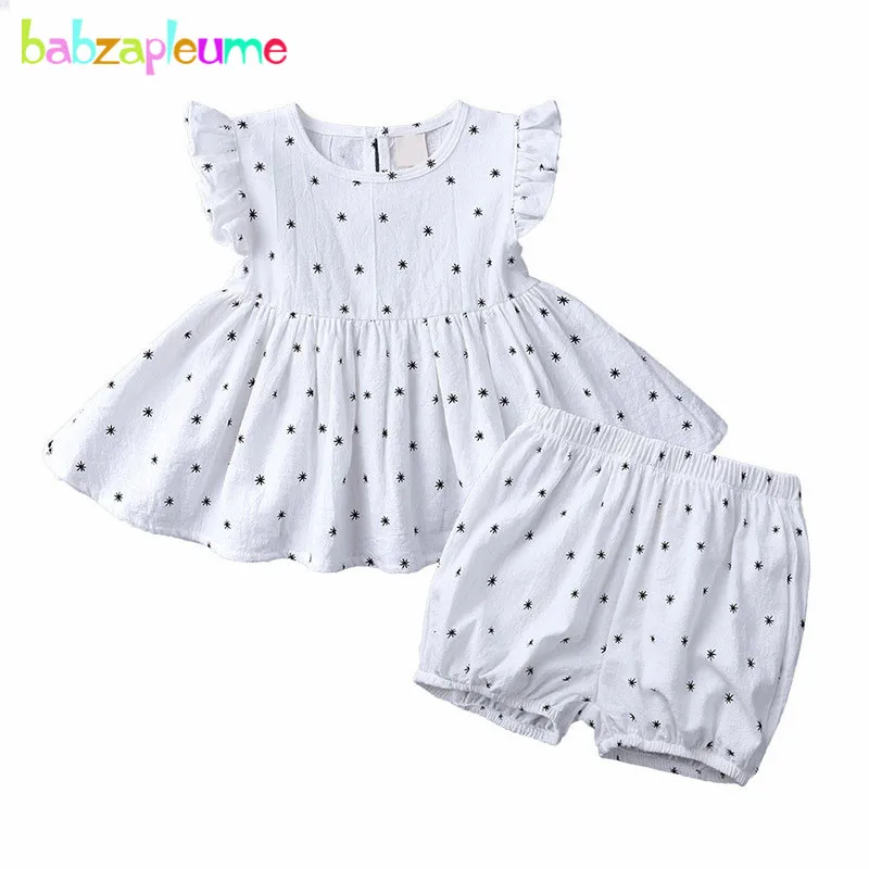 

2Piece Children 1-7Years Outfit Toddler Summer Clothes Cute Sleeveless Cotton Print Vest+Shorts Baby Girls Clothing Set BC1718-1