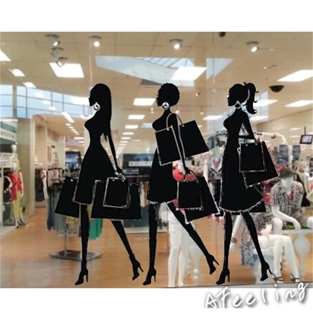 

Fashion Shopping Girl Showcase Sticker Wedding Dress Store Supermarket Wall Window Stickers