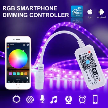 

Smart WiFi Controller LED Strip RGB Color Changing Wireless Remote Control Music Compatible with Voice Command Control