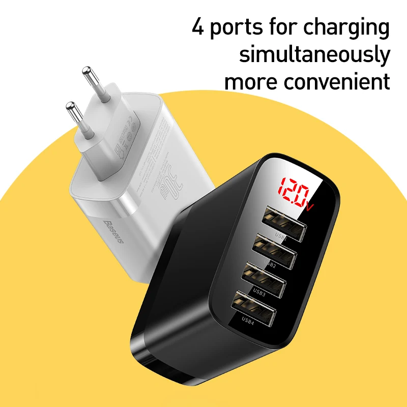 Baseus USB зарядное устройство 6A быстрое адаптер для розеток европейского стандарта