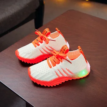 

Children Girls Boys Candy Color Led Luminous Sport Shoes Kid Baby Letter Print Running Sneakers Child Patchwork Fashion Shoes