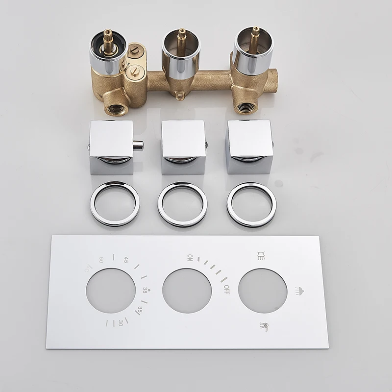 Faucet Cartridge Thermostatic Mixing Valve Bathroom Thermostatic Shower Mixer Valve-Square 3-4 Way Thermostatic Mixer Faucet Cartridges Faucet Accessories