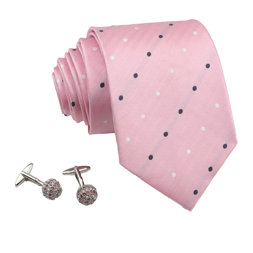 Men's Tie&Cufflinks Sets Formal Standard Size Necktie Groom Gentleman Ties Classical Gem Brass Cufflinks Lots Two Piece Set - Цвет: 2