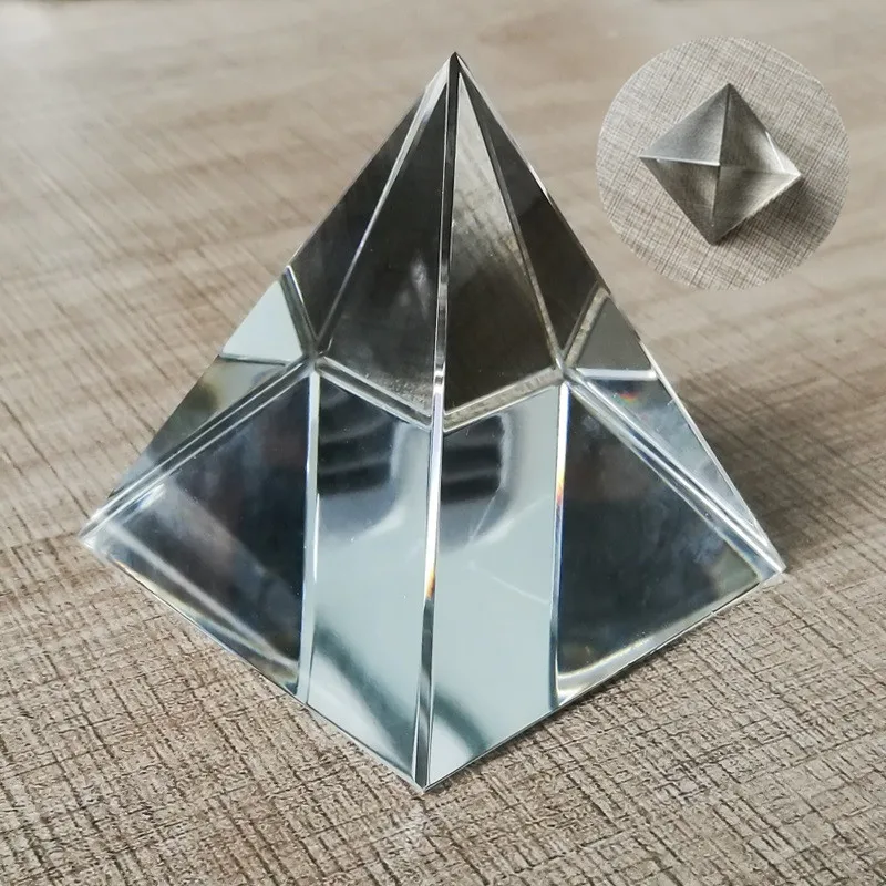 80mm Pyramide Décorative de Cristal Verre Optique Transparent Paperweight 