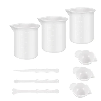 

Silicone Tool Set , 3PCS 100Ml Epoxy Resin Mixing Cups with Silicone Mat,3PCS Silicone Stir Stick, 3Pcs Epoxy Resin Cups